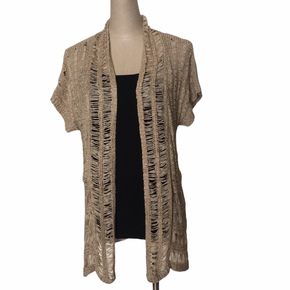 Fever Sweaters - Fever 🛍️ knitted Tan Cardigan Sz La